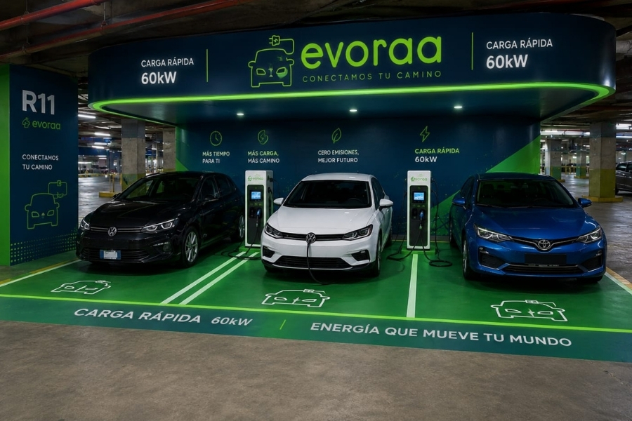 Estación de carga EVORAA en construcción